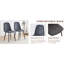 Chaise et table multifonctionnelles avec pieds réglables, texture en bois naturel, métal noir, chaises en lin gris foncé