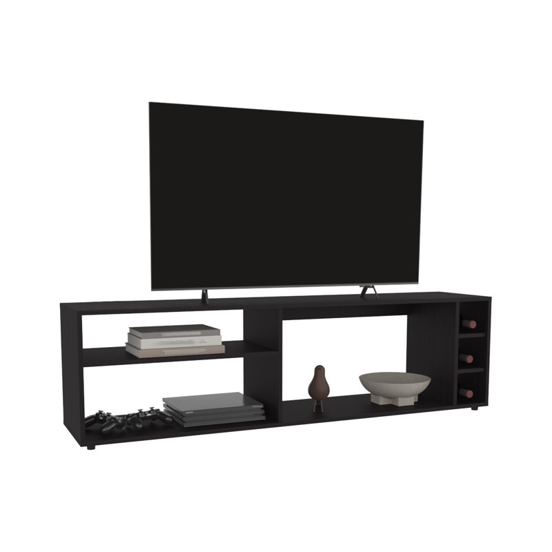 Tv Stand, 6 Shelves, 60" TV Capacity, Black