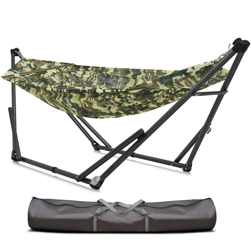  Support pour hamac Uniki d'une capacité de 550 lb, garantie de 3 ans, hamac de camping pliant révolutionnaire des années 30 avec support, hamac portatif pour l'intérieur et l'extérieur, installation instantanée sans vis, Camo