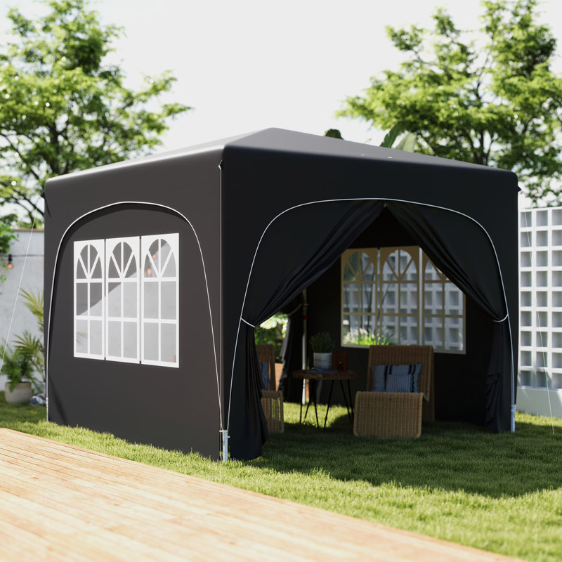 3m x 3m Iron Pop-Up Gazebo, Black
