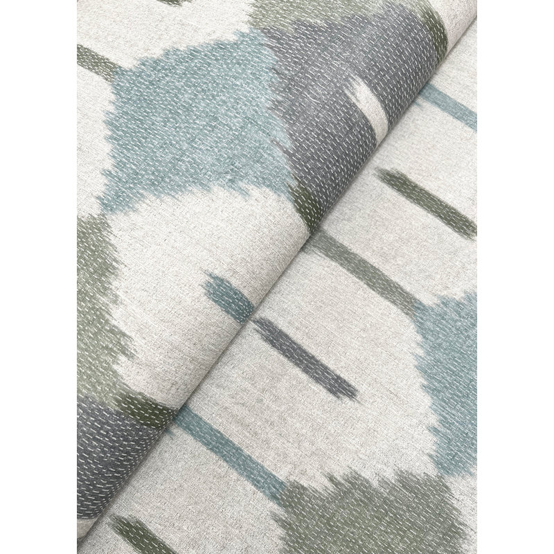 Abilene Apricot Ikat Wallpaper, Green