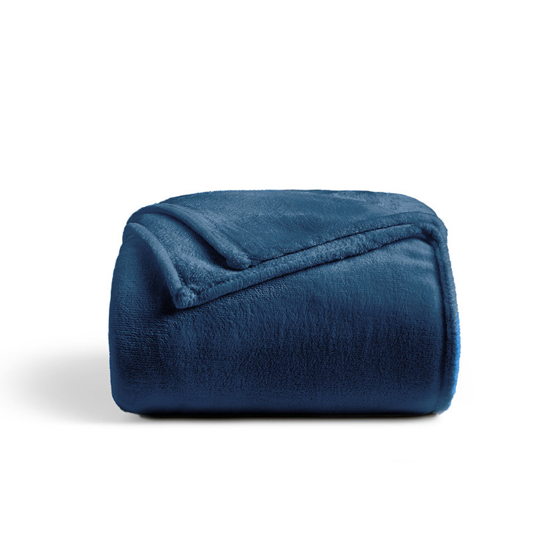 Navy Blue Twin Fleece Blanket with Plush Finish