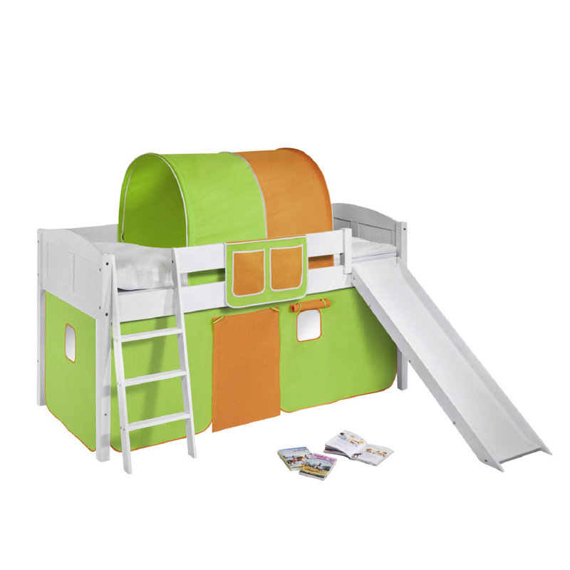 Basic European Single (90 x 200cm) Mid Sleeper Bed with Curtain
