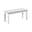 Ensemble de salle à manger rectangulaire pour 6 personnes avec banc, panneau de fibres à densité moyenne en bois massif, table blanche, sièges rembourrés gris classique