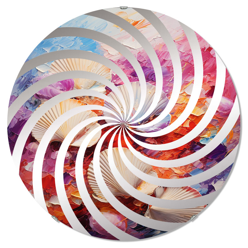 Seashells Wonders On The Coast I - Miroir décoratif Vortex | Rond, 31,4 po x 31,4 po