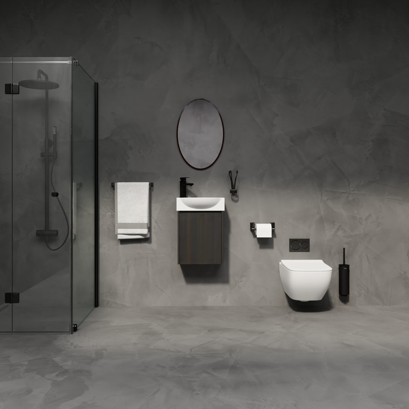 Lavabo de salle de bain de 16 po pour petit espace, armoire moderne noire et facile à entretenir avec de la céramique pour la salle de bain, armoire, propre