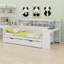 Lit de jour en bois avec tablettes de rangement, lit multifonctionnel avec deux tiroirs de rangement et bureau d'étude-2066314625