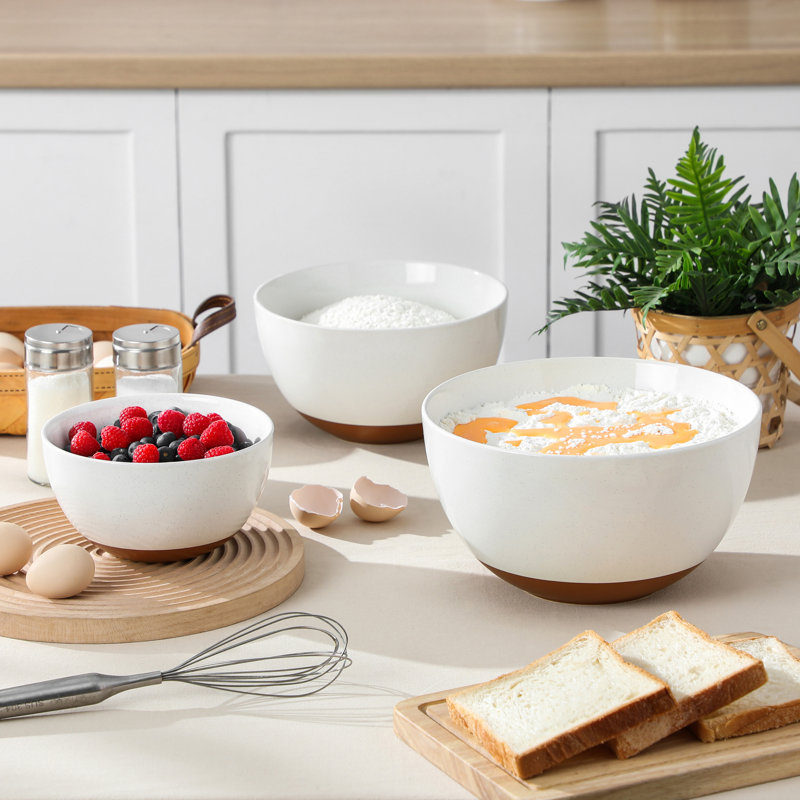 3-Piece Sesame Glaze Stoneware Mixing Bowl Set