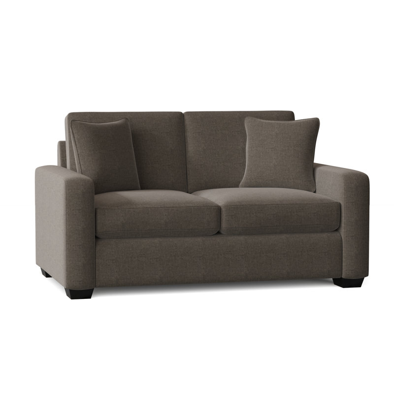 Causeuse à accoudoirs carrés de 64 po avec coussins réversibles Anastase, Champignon Jango, Espresso