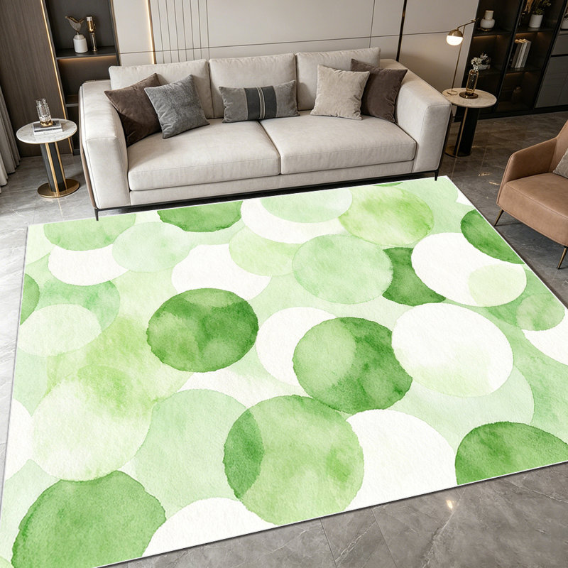 1PC Watercolor Green Polka Dot area rugs for Living Room, Soft and Comfortable, Suitable for all seasons, easy-to-maintain, machine washable Indoor floor mat, Under Table Farmhouse suitable for dining room, bedroom, kitchen, entryway, balcony,