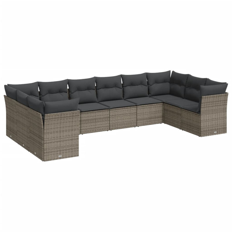 Ensemble de canapé de jardin en acier, polyester et rotin Vidaxl 10 pièces