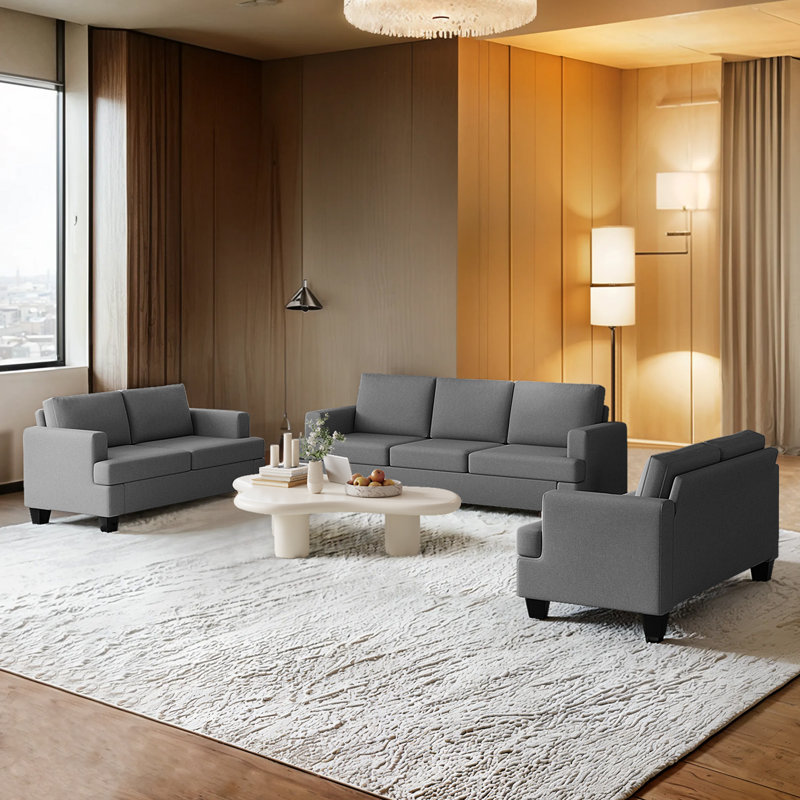 Canapé 3 places Morden, Gris foncé, H 29,13 po x l 84,65 po x P 32,28 po