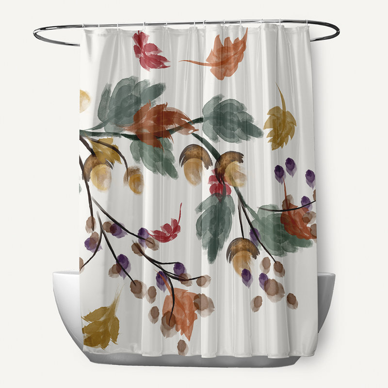 Rideau de douche Kirtland Floral par E by Design, Orange
