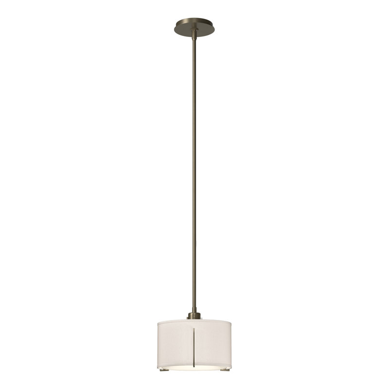 Exos 3 - Light Unique/Statement Drum Pendant, Soft Gold, Flax Shade, Small