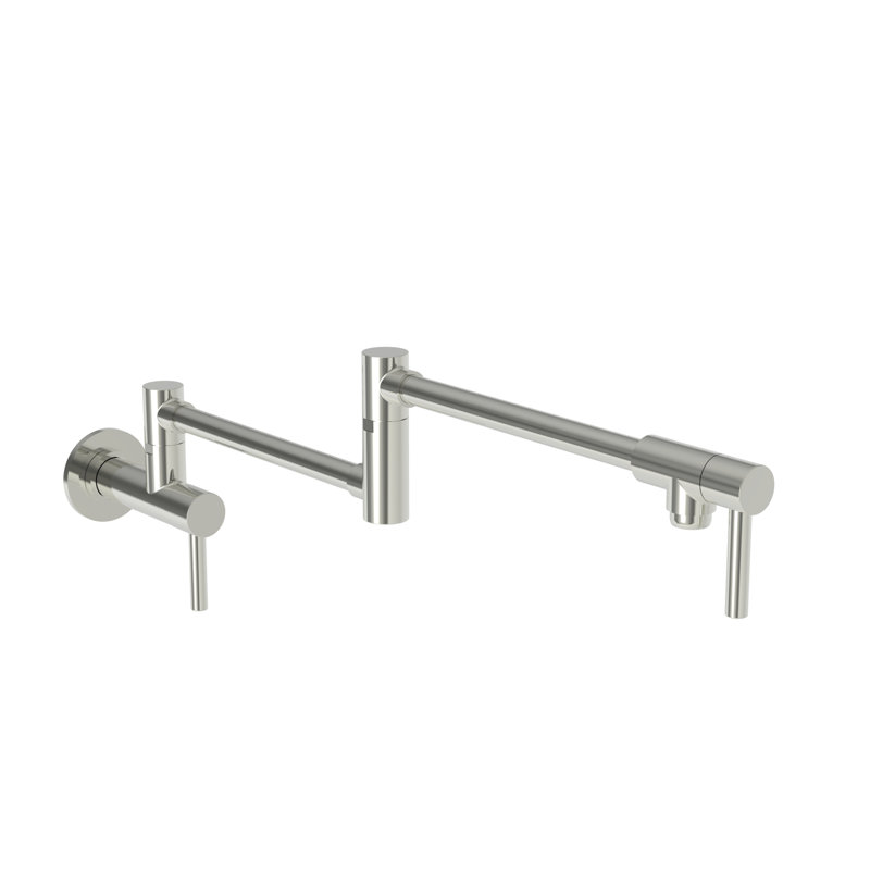 East Linear Wall Mount Pot Filler, Polished Nickel