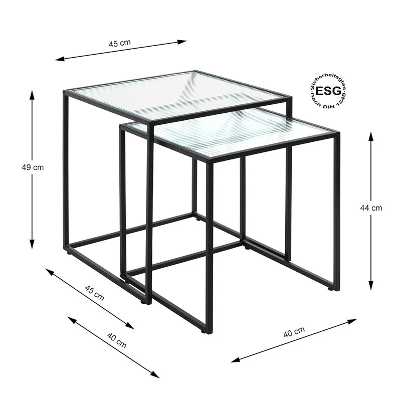 Ackworth Glass Top Frame Nesting Tables