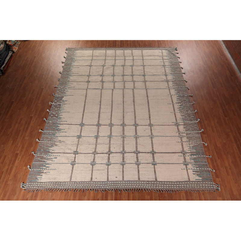 Handmade Ivory Moroccan Oriental Large Rug