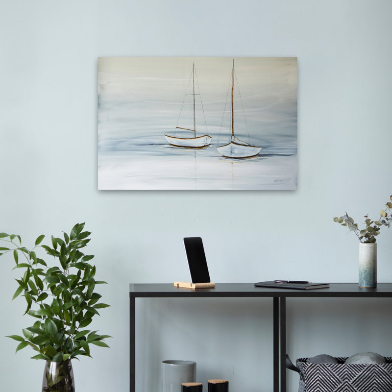 Nautique et côtier, deux voiles au repos, H 24 po x l 16 po