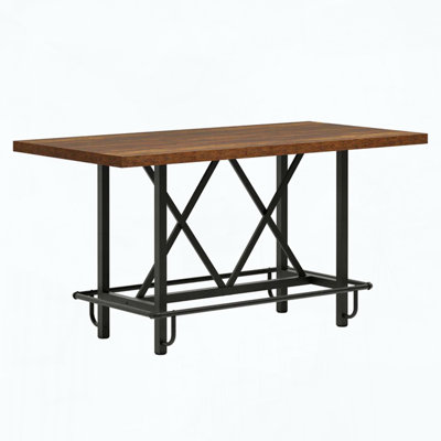 Counter-Height Bar Table with Metal Footrest