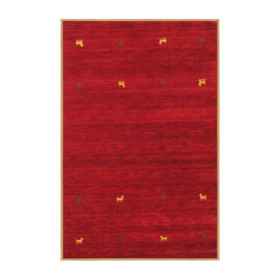 Tapis de zone rouge/jaune contemporain Zheng