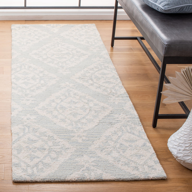 Tapis damassé en laine Anik, Tapis de couloir 2 pi 3 po x 7 pi