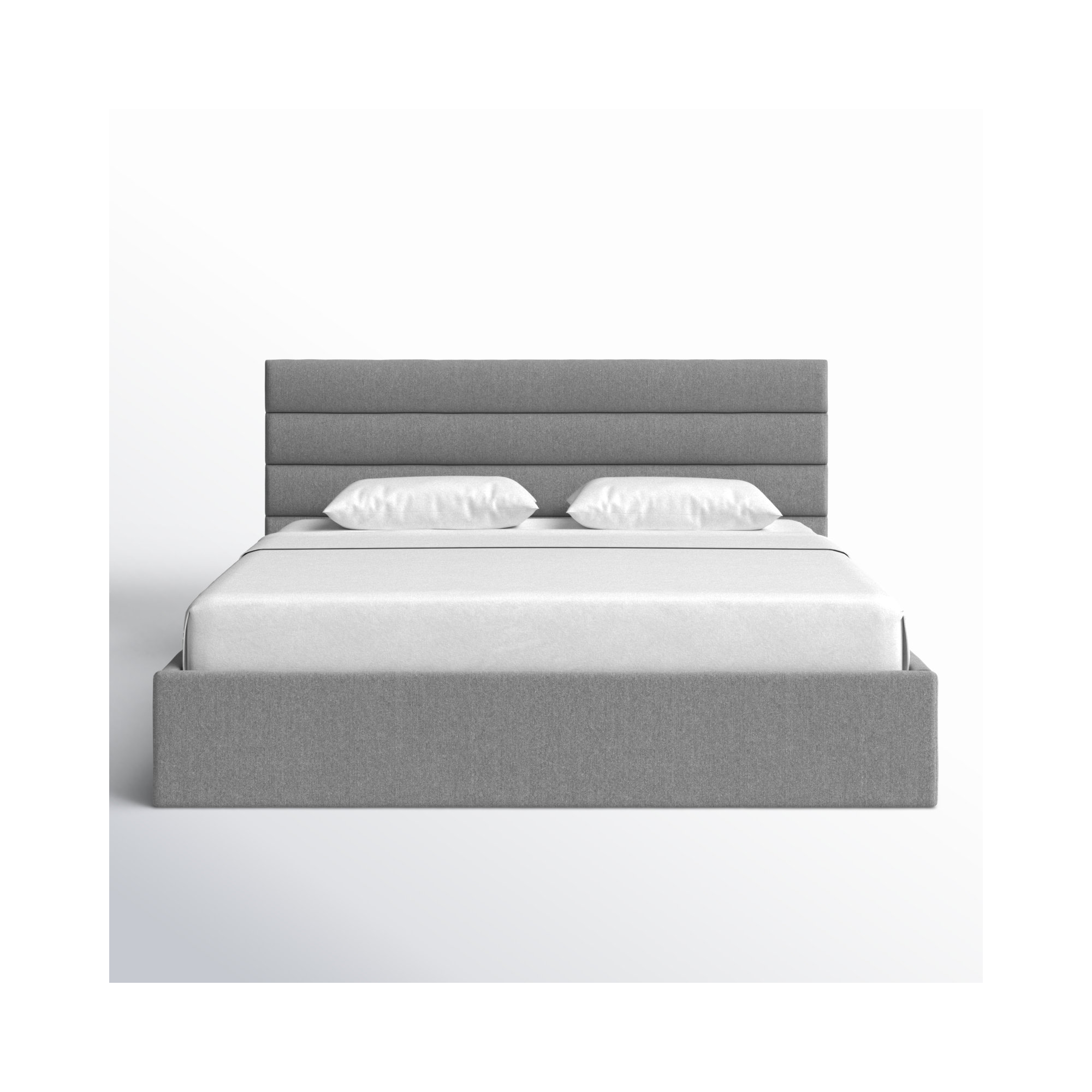 Ruma Upholstered Platform Bed, King, Light Gray