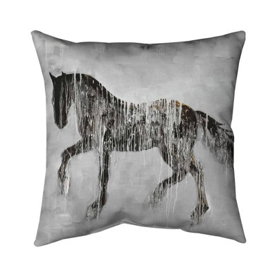Horse brown silhouette - 16"x16" Throw pillow cover - Poly twill - Print on demand