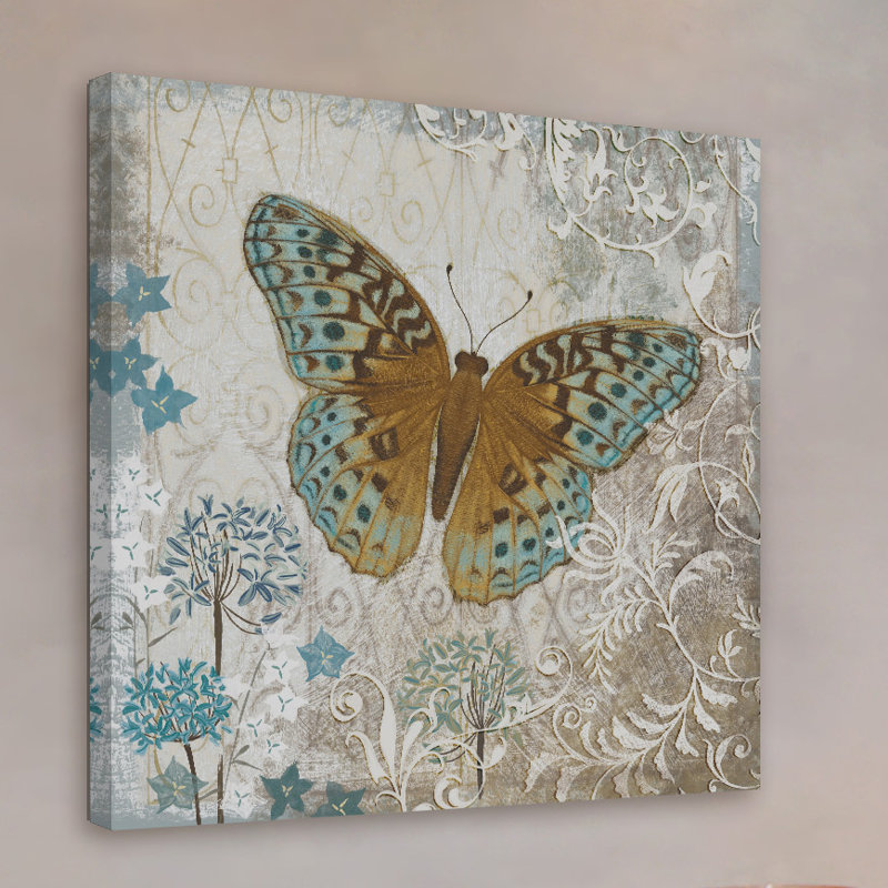 Reproduction d’art sur toile tendue, "blue line" papillon "par alan hopfensperger, H 32 po x l 32 po