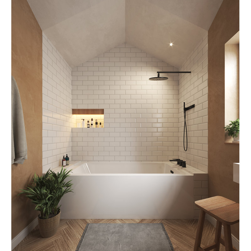 Grayley 66'' x 32'' Soaking Acrylic Bathtub, Right, Matte Black