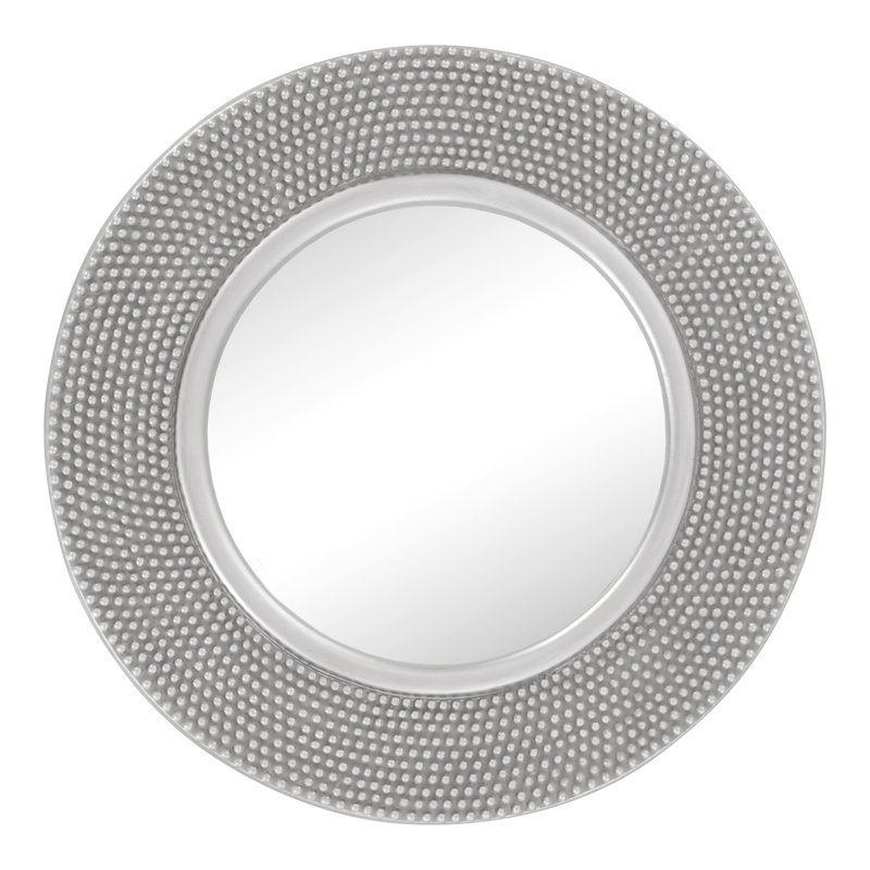 Ryker Round Decorative Wall Mirror - Beaded Silver