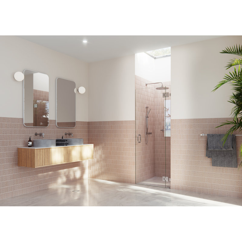 Halo 32 in. x 78 in. Frameless Glass Hinge Shower Door, Polished Chrome
