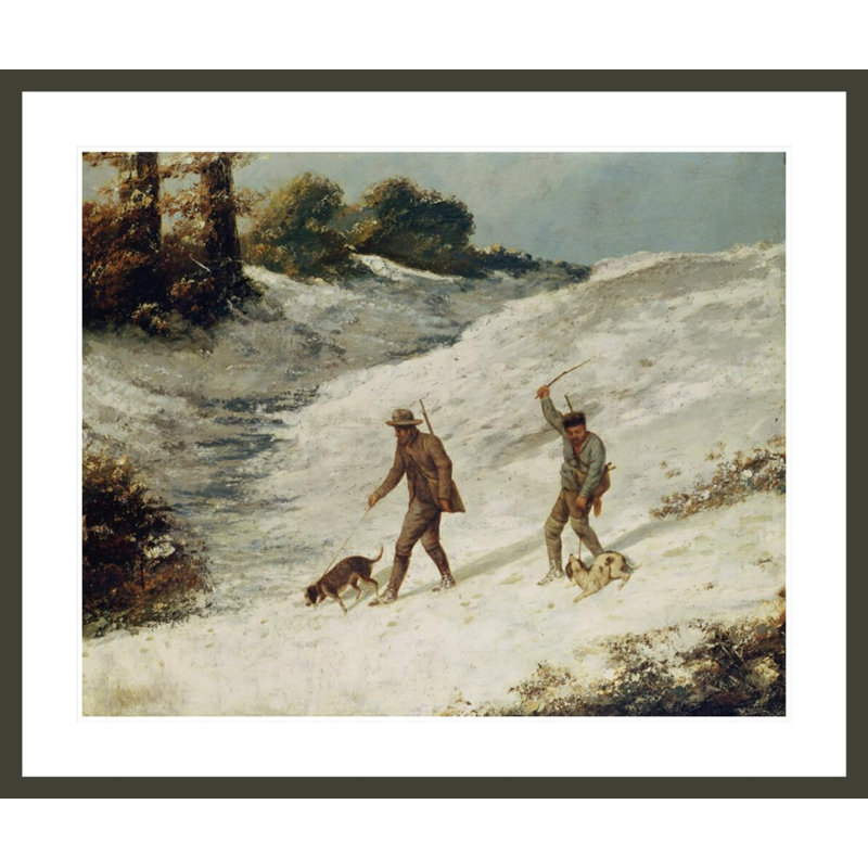 «Hunters in the Snow or The Poachers» par Gustave Courbet, impression giclée encadrée, H 33,5 po x l 39,85 po