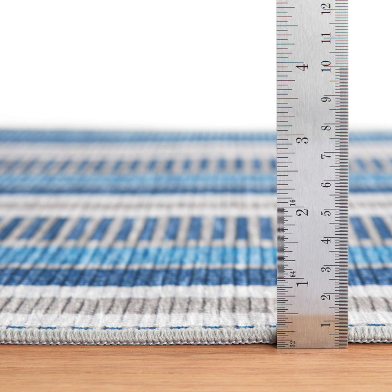 Tapis lavable à la machine bleu / gris Always Greener, Rectangle 4pi x 6 pi
