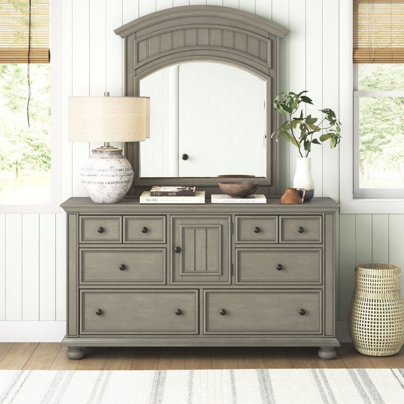 Commode combinée 6 tiroirs avec miroir Addilynn