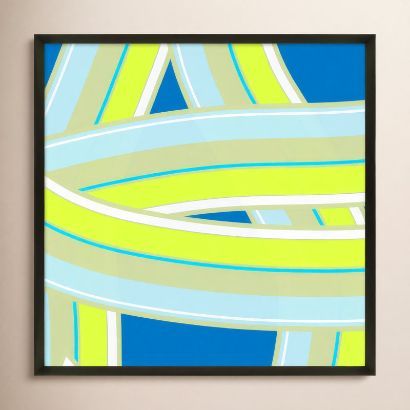 «Zackary Summer Twist» par Jacques Pilon - reproduction d'art sur papier encadrée, Bois noir, H 16 po x l 16 po x P 1,25 po