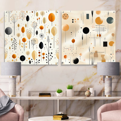 Elberton - Floral Acrylic Wall Art Glass Set Of 2