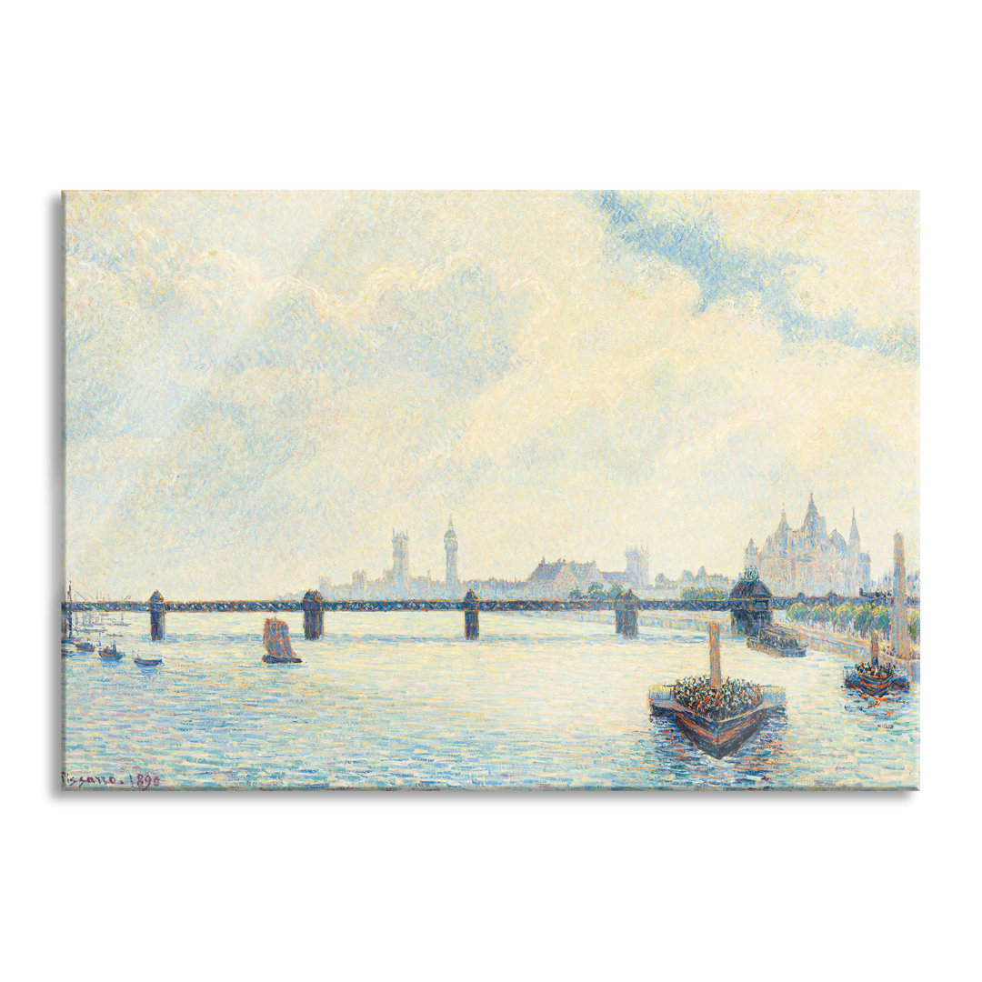 Ungerahmtes Foto auf Glas "Bridge at Hampton Court" von Alfred Sisley