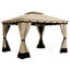 Pavillon de jardin à toit souple 10 pi x 12 pi, pavillon de jardin élégant à auvent extérieur, pavillon à toit souple extérieur avec toit à 2 niveaux et rideau double couche: filet en filet et rideau en polyester