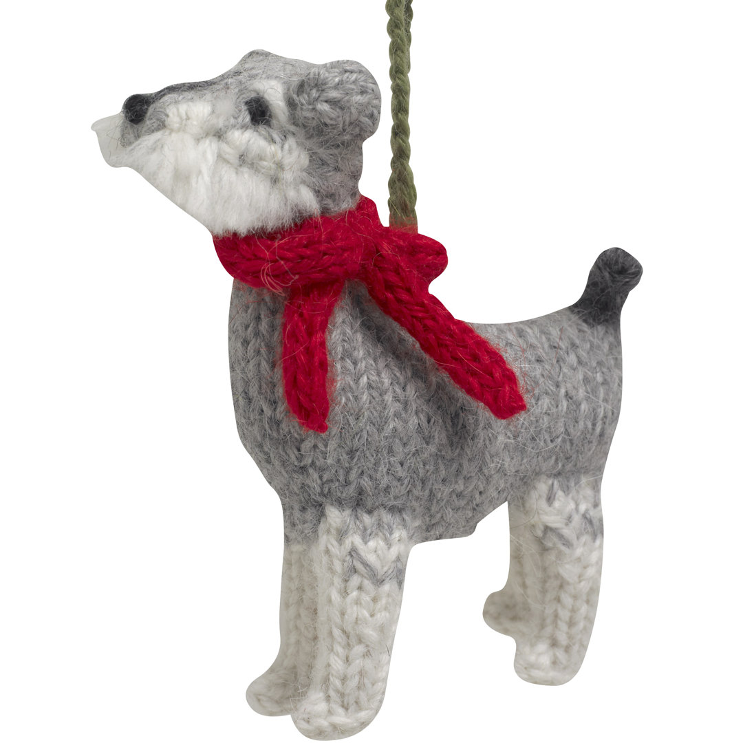 Schnauzer Dog Hand Knit Christmas Ornament Arcadia Home