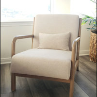 Hertford Upholstered Linen Blend Accent Chair with Wooden Legs and One Pillow Sand & Stable Fabric: Beige Linen Blend