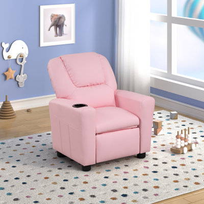 Fauteuil inclinable pour enfants en cuir de polyuréthane de 23 po avec porte-gobelet Marisa
