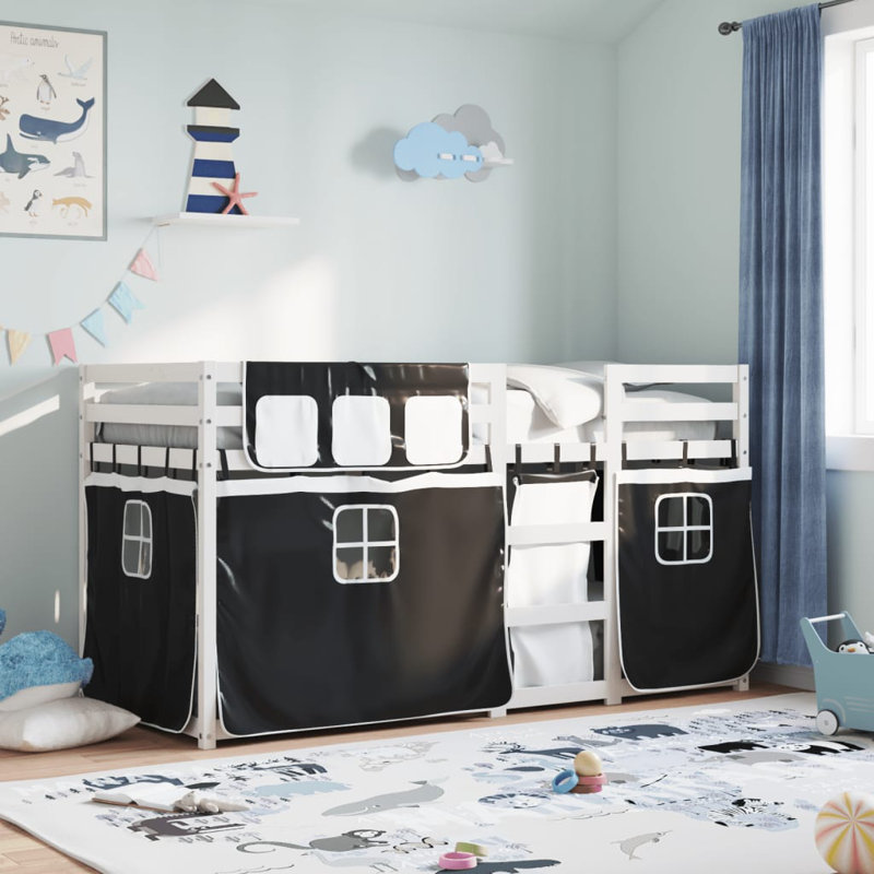 Strongsville Solid Wood Bed, White/Black, 75 x 190cm