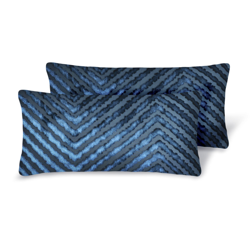  Rectangular Velvet Pillow Cover & Insert, Cobalt Black