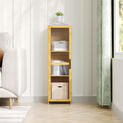 Narrow Bookcase Storage Cabinet with Acrylic Door