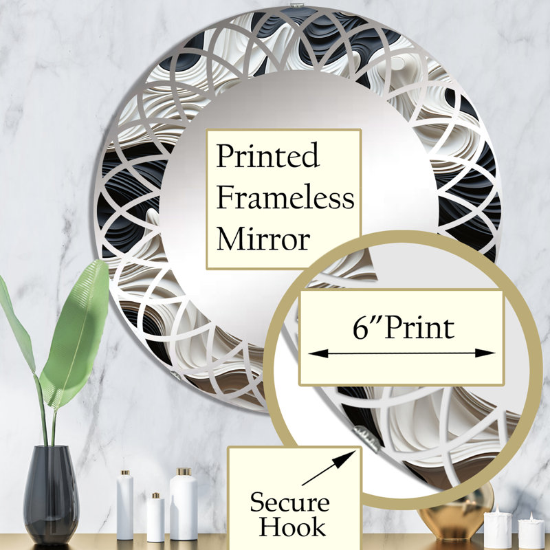 Zirak - Miroir mural moderne rond, 32 po x 32 po
