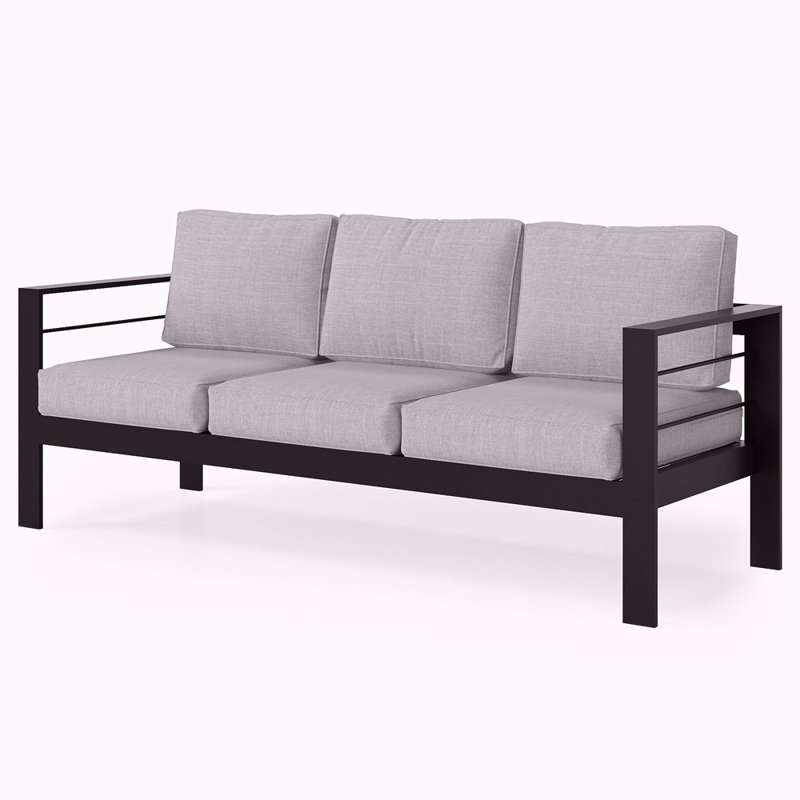 Canapé d'extérieur en aluminium avec 3 sièges, Gris
