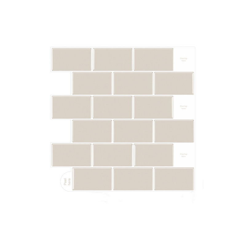 10Pcs Peel and Stick 1.2mm Backsplash Tiles, Beige