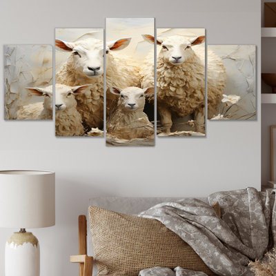 Sheep Texture I - Animals Canvas Print - 5 Panels