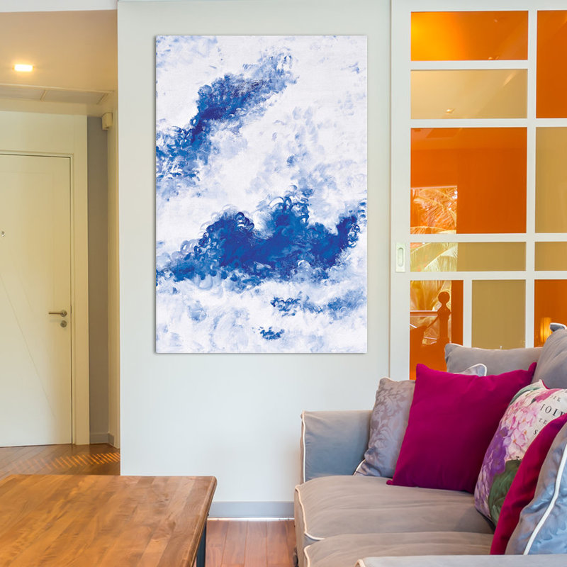 « blue bubbles », reproduction d’art sur toile tendue, H 26 po x l 18 po x P 1,5 po, Pas de tapis, Toile tendue