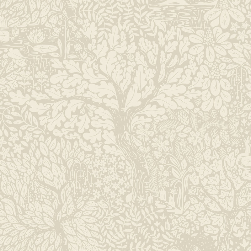 Ingrid Floral Wallpaper Roll, Taupe 